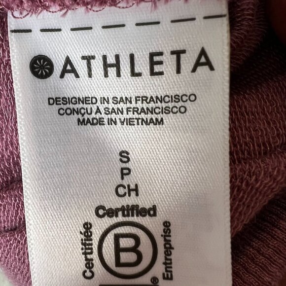 Athleta Top Womens Size SP Mauve Studio Barre Sweatshirt Thumb Holes Activewear - Picture 13 of 16